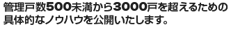 管理戸数500未満から3000戸を超えるための具体的なノウハウを公開いたします。