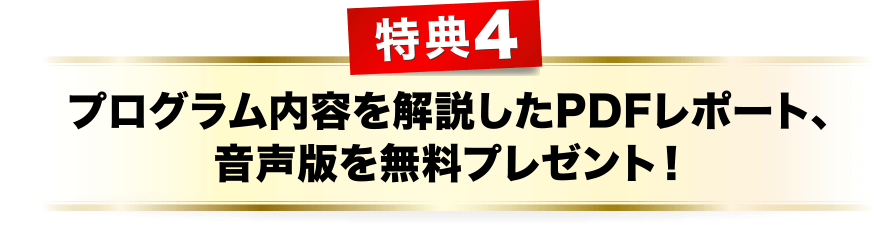 特典４、プログラム内容を解説したPDFレポート、音声版を無料プレゼント！